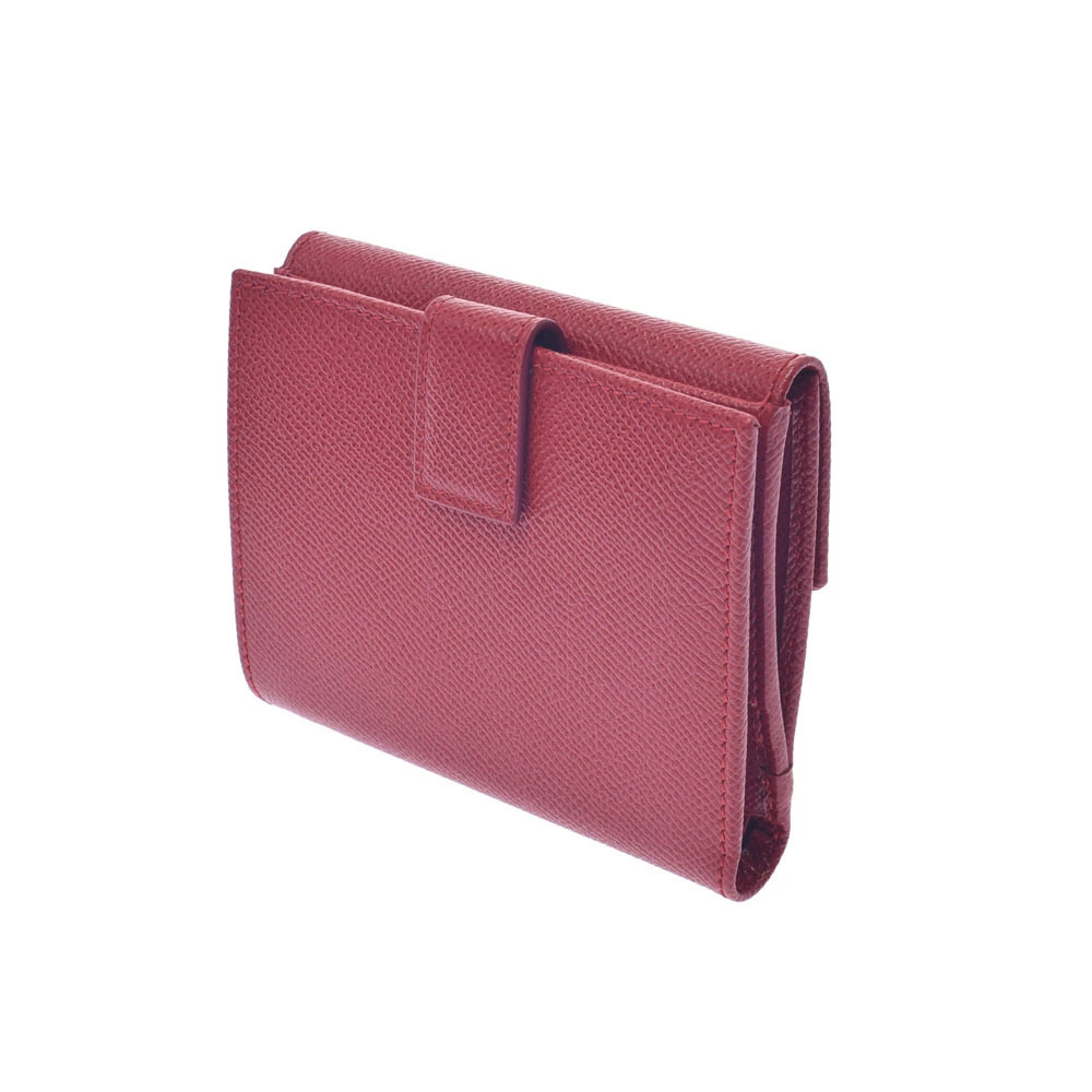 Salvatore Ferragamo snap Gancini gold bifold double wallet Red calfskin Gold Red